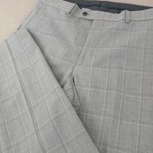 Perry Ellis Portfolio 34x35 Mens Pants Slacks Trousers Gray Plaid Windowpane
